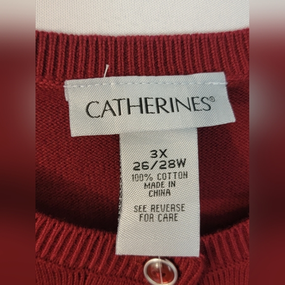 NWT Catherines Deep Burgandy Red Cardigan Sweater Size 3X - Picture 2 of 8